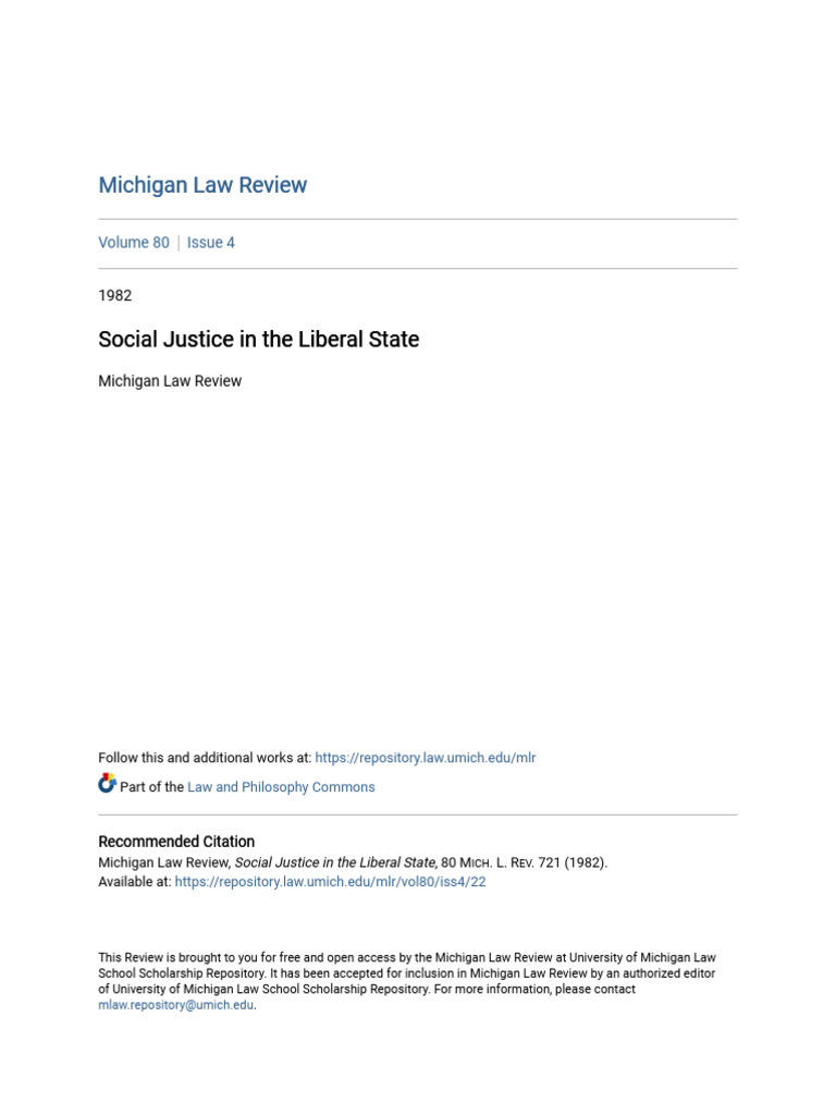 Social Justice in Liberalism: Ackerman's View | PDF | Justice | Crime ...