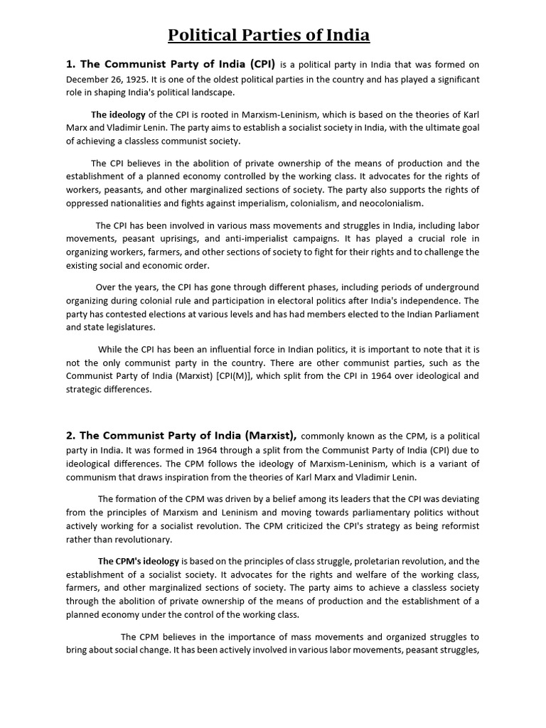 Political Parties in India Overview | PDF | Bharatiya Janata Party ...