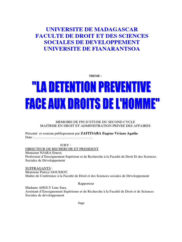 Détention Préventive à Madagascar | PDF | Droits de l'homme | Prisonnier
