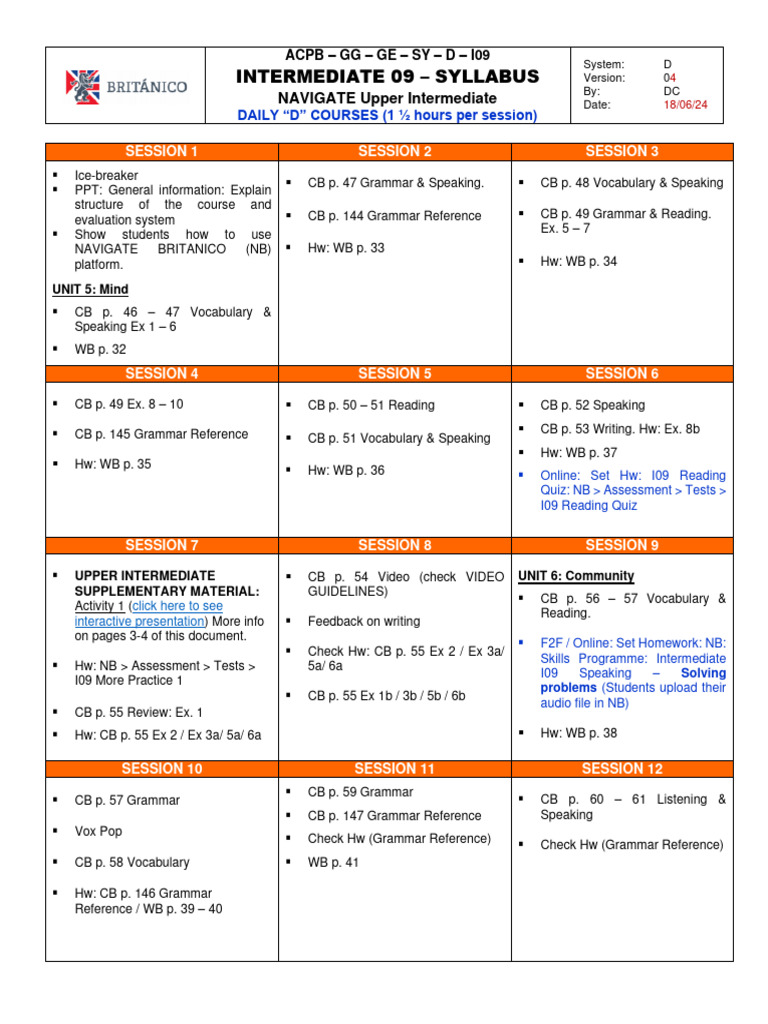 Navigate Upper Intermediate Syllabus | PDF | Behavior Modification ...