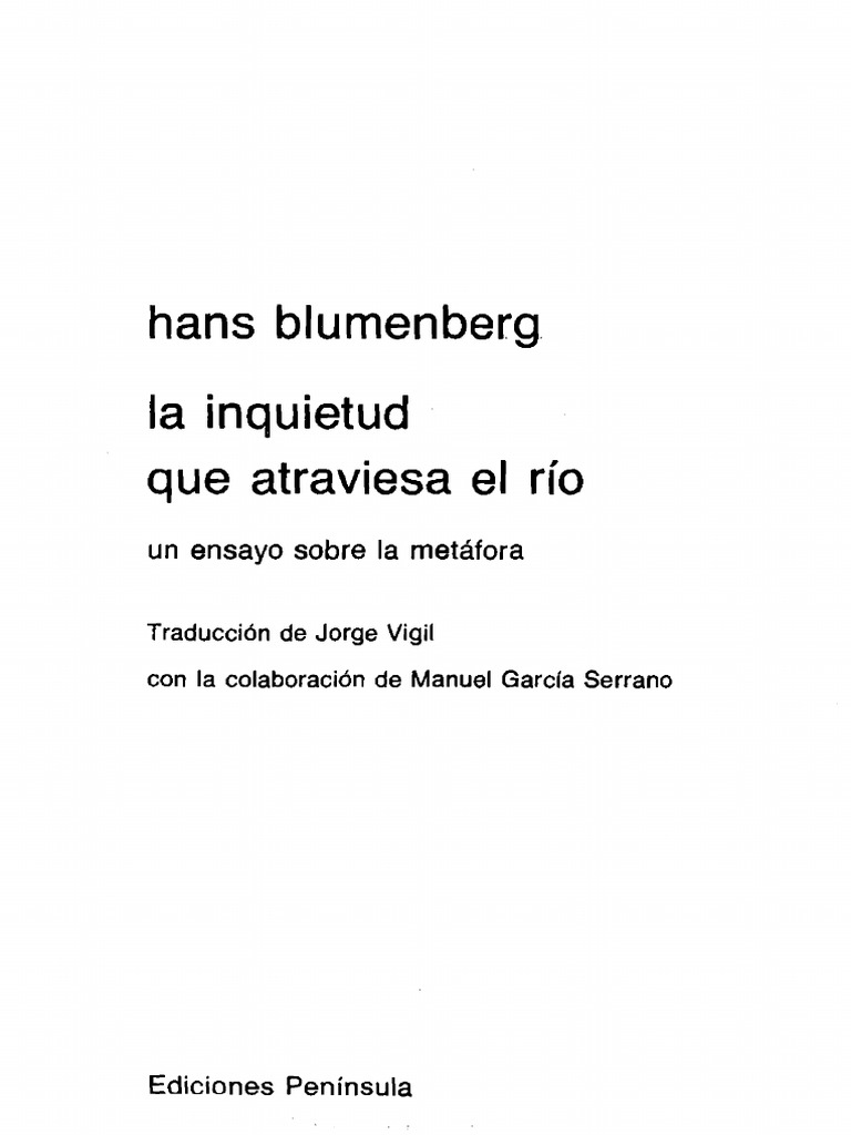 La metáfora del río en Blumenberg | PDF | Immanuel Kant | Gottfried ...
