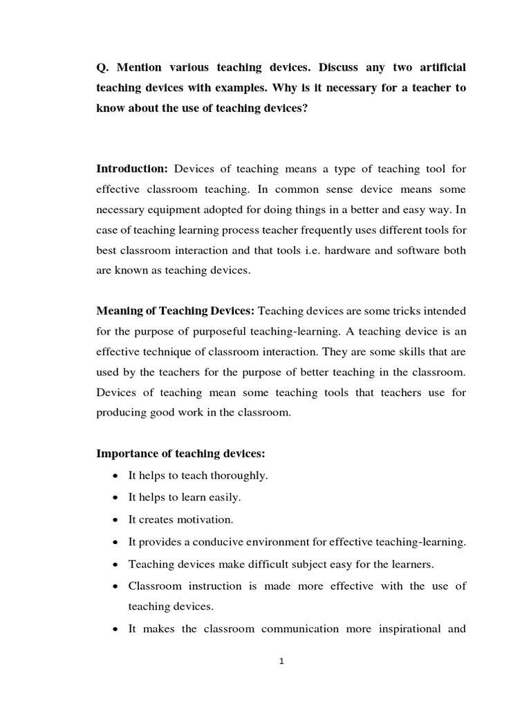 Teaching Devices: Types and Importance | PDF | Learning | Teachers