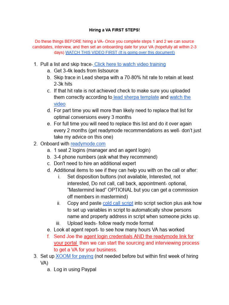 Steps to Hire a Virtual Assistant | PDF | Computing