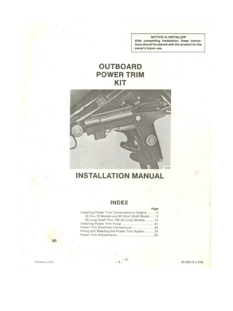 Mercury Outboard Tilt Manual