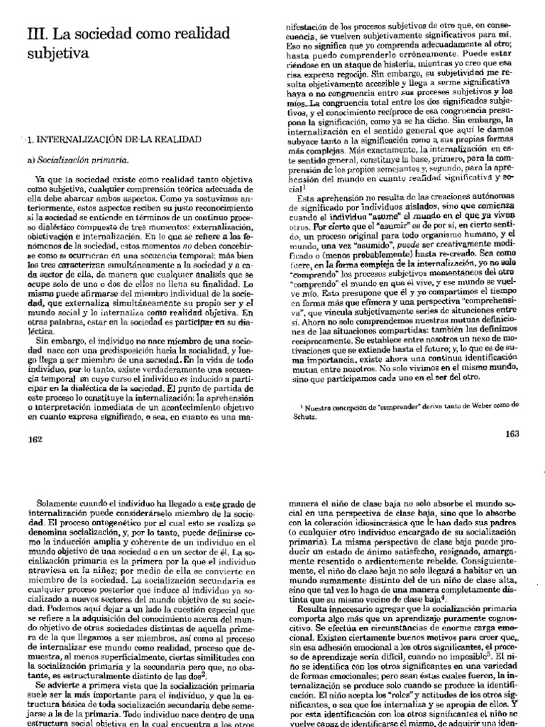 La Socialización y la Realidad Social | PDF | Socialización | Aprendizaje