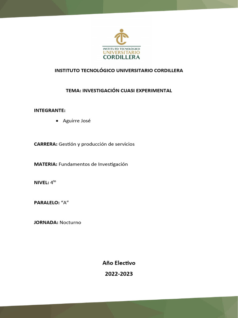 Investigación Cuasi Experimental: Guía Completa | PDF | Experimentar ...