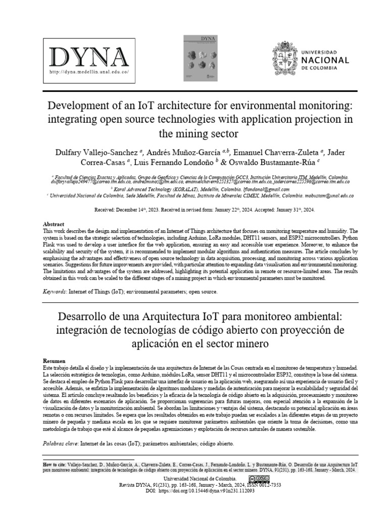 Arquitectura IoT para Monitoreo Ambiental | PDF | Internet de las Cosas ...