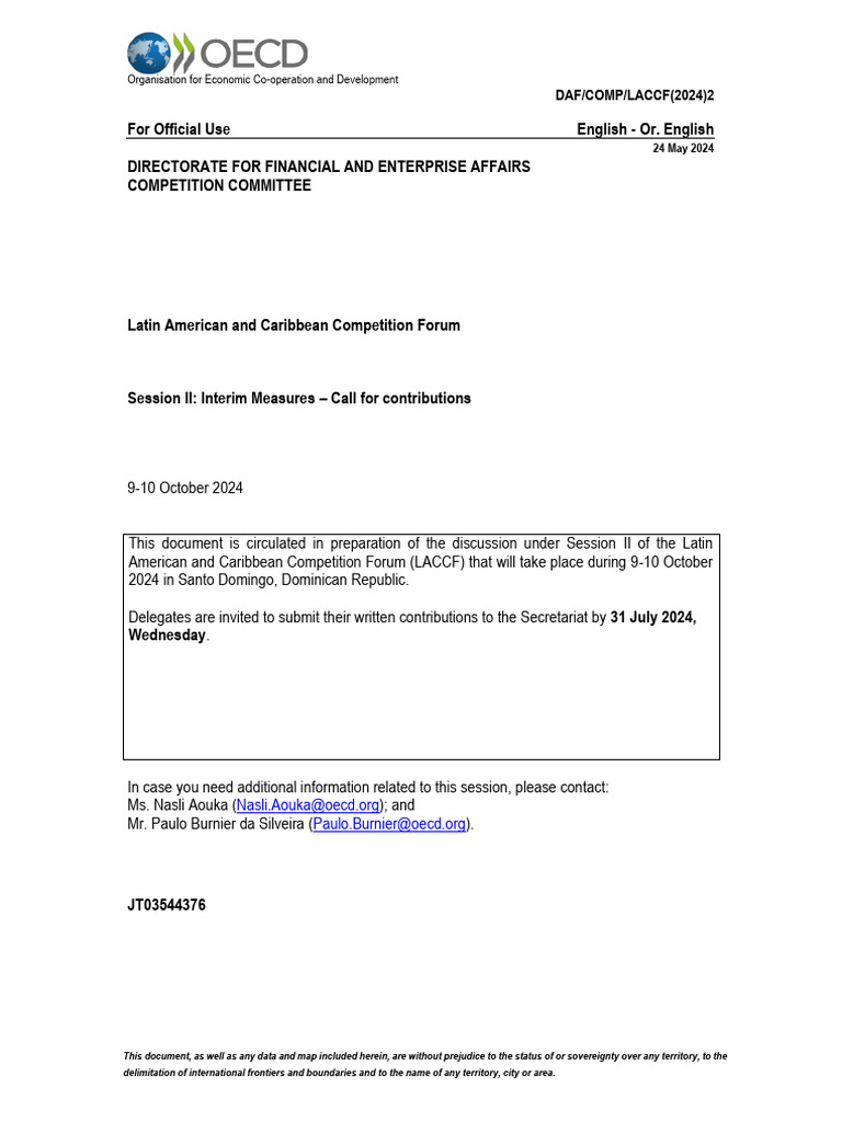 LACCF2024 Interim Measures Call For Contibutions ENG | PDF | Injunction ...
