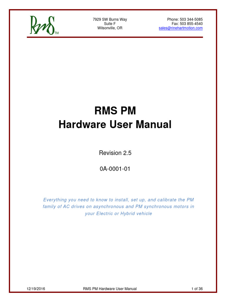 RMS PM Hardware User Manual | PDF | Capacitor | Power Inverter