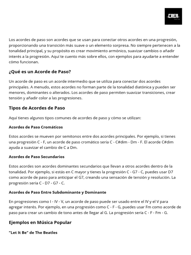 Acordes de Paso | PDF | Acorde (Música) | Teoría musical