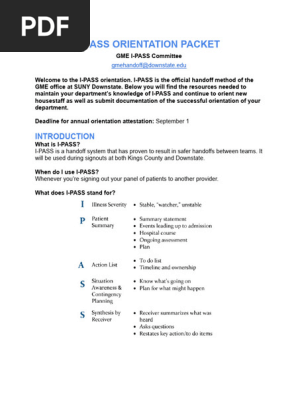 I-PASS Orientation Packet