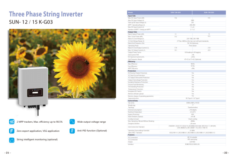 High-Efficiency Solar Inverter Specs | PDF | Alternating Current ...