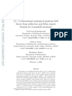 Yasuyuki Kawahigashi- (2 + 1)-dimensional topological quantum field theory from subfactors and Dehn surgery formula for 3-manifold invariants