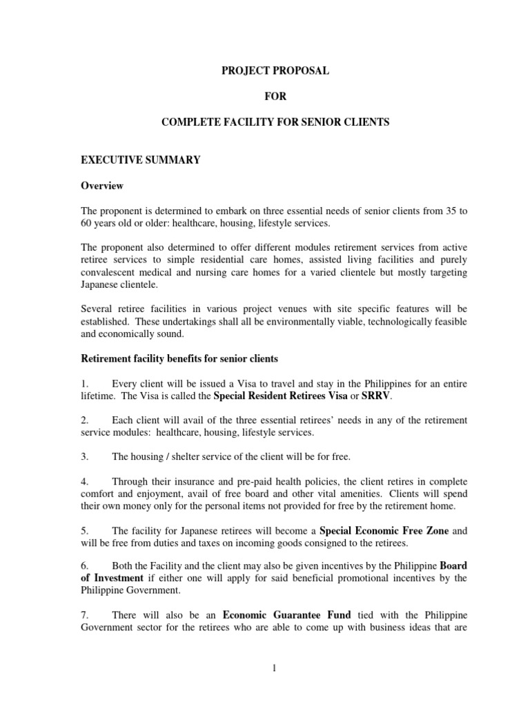 Senior Retirement Facility Proposal | PDF | Retirement | Health Care