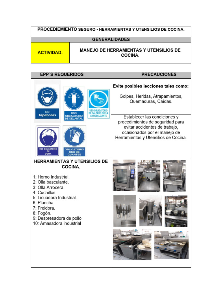 Seguridad en Utensilios de Cocina | PDF | Estufa de cocina | Cocinando