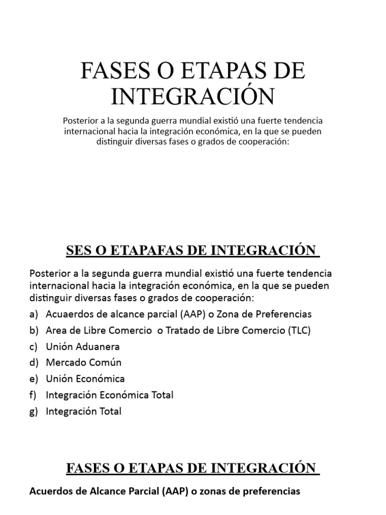 Grados o Etapas de Integración (1) | PDF | Libre comercio | Integración ...