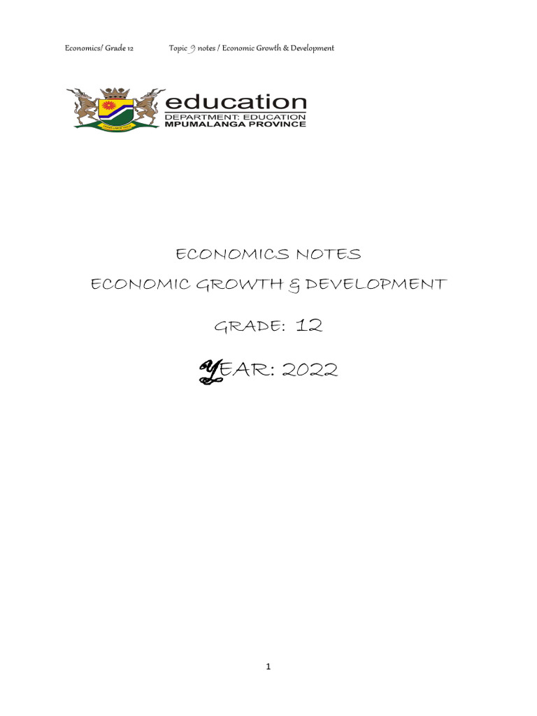 Grade 12 Economic Growth & Development Notes | PDF | Taxes | Developing ...
