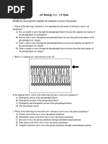 AP BIO Unit 2 Quiz 