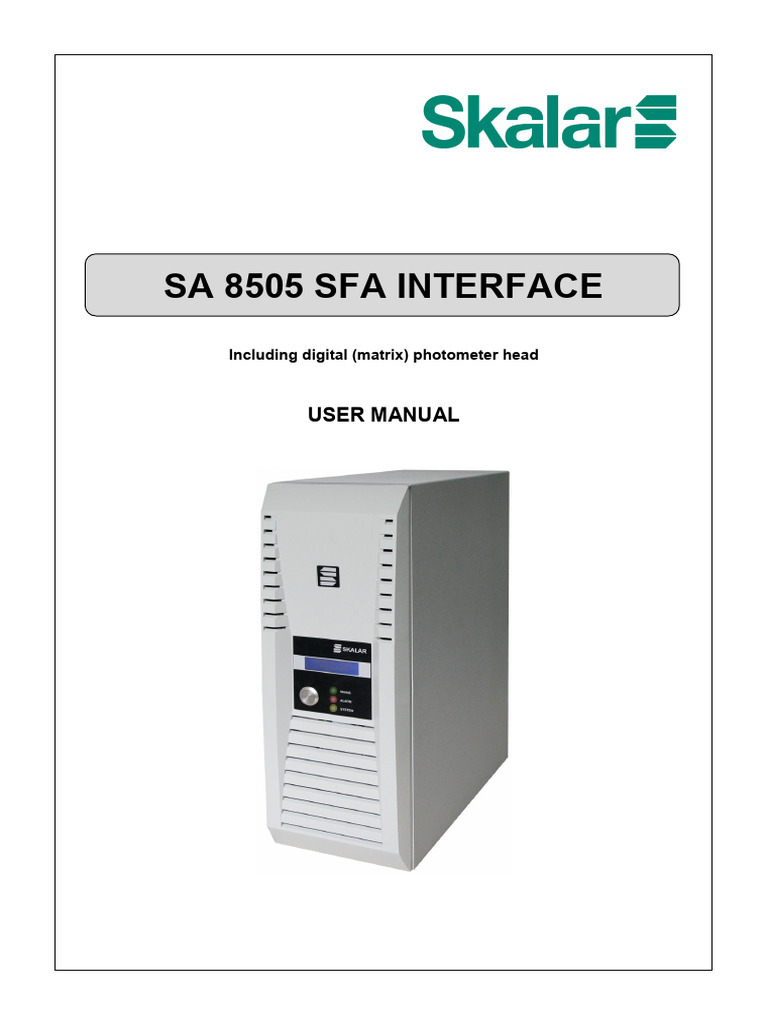 SA 8505 SFA Interface User Manual | PDF | Optical Filter | Electrical ...