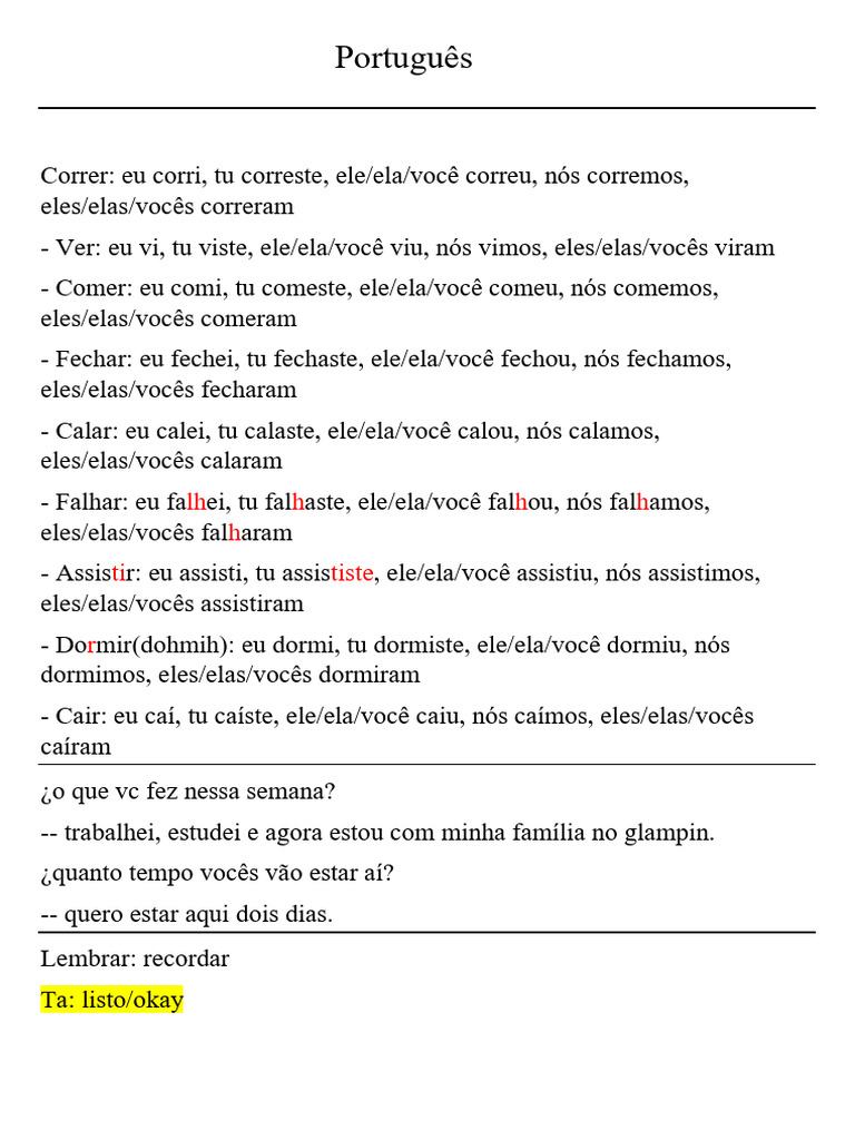 Verbos e Conjuntos em Português | PDF