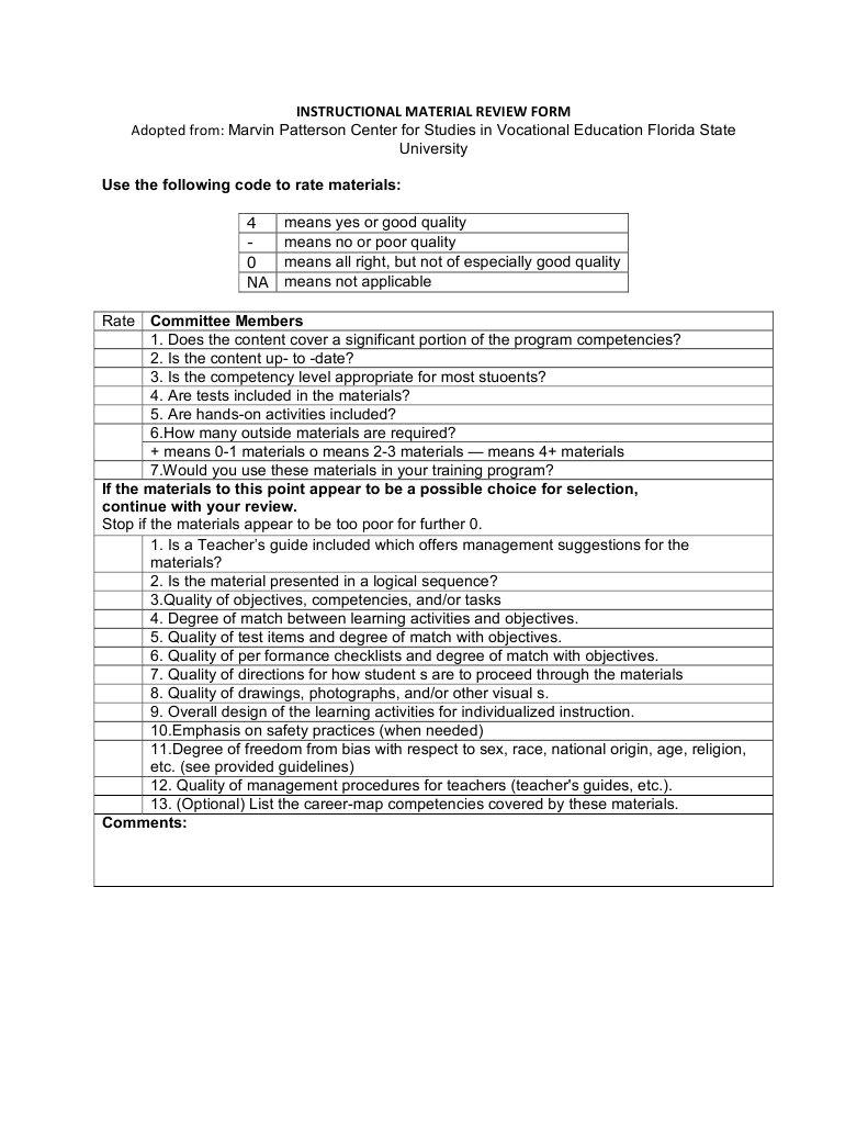 Instructional Material Review Form