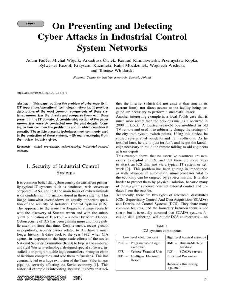 Cybersecurity in Industrial Control Systems | PDF | Scada | Computer ...