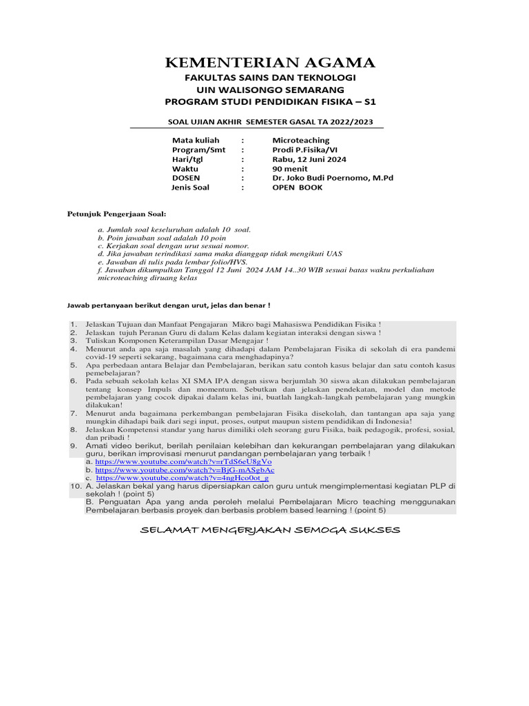 Uas 2024 Microteaching Pdf