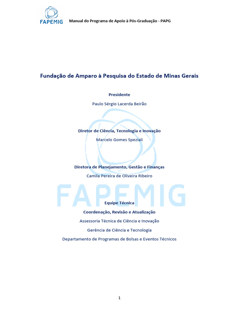 Manual Do PAPG - FAPEMIG NBSP Download | PDF | Pós-graduação