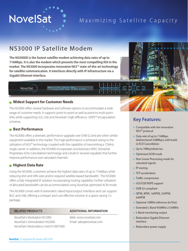 Novelsat NS3000 NS3 Modem | PDF | Modem | Bit Rate