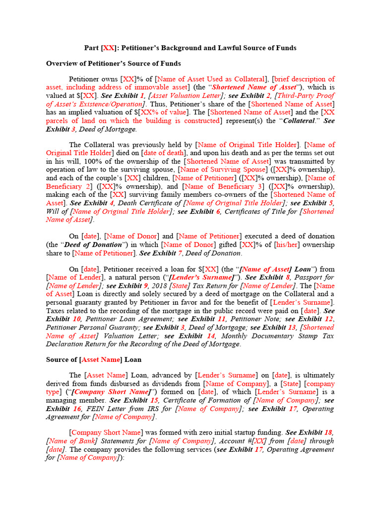 EB5AN Sample Source of Funds Cover Letter 1-1 | PDF | Loans | Mortgages