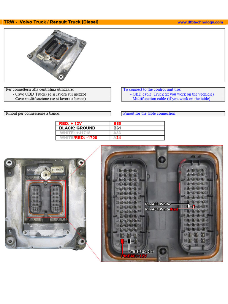 Volvo Truck ECU Pinout Guide | PDF