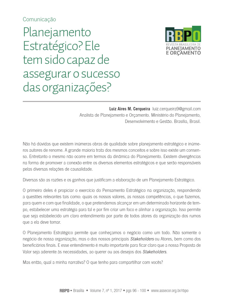Planejamento Estrategico Ele Tem Sido Capaz de Assegurar o Sucesso Das ...