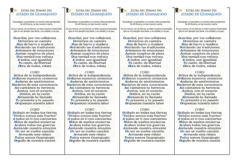 Himno de Guanajuato Letra PDF