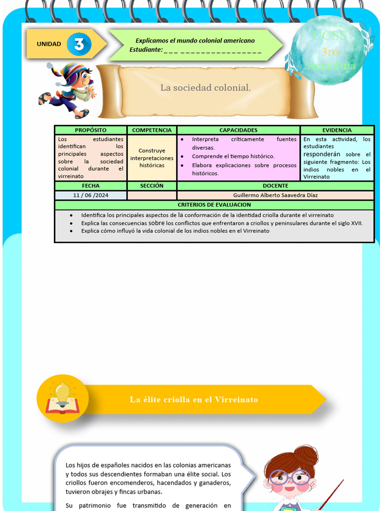 Ficha de Actividad CCSS 3°-Semana 2 | PDF | España | Nueva españa