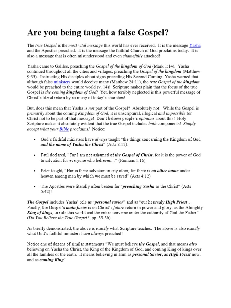 True vs. False Gospel Explained | PDF | The Gospel | Acts Of The Apostles