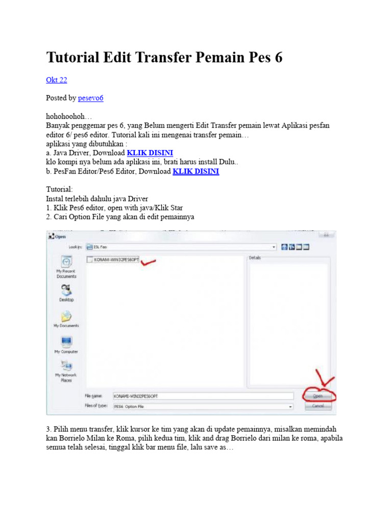 Tutorial Edit Transfer Pemain Pes | PDF