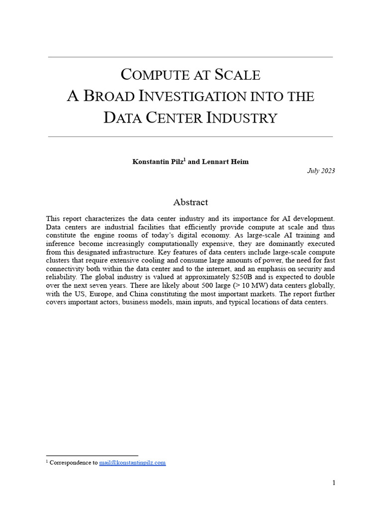 Compute at Scale A Broad Investigation Into The Data Center Industry ...