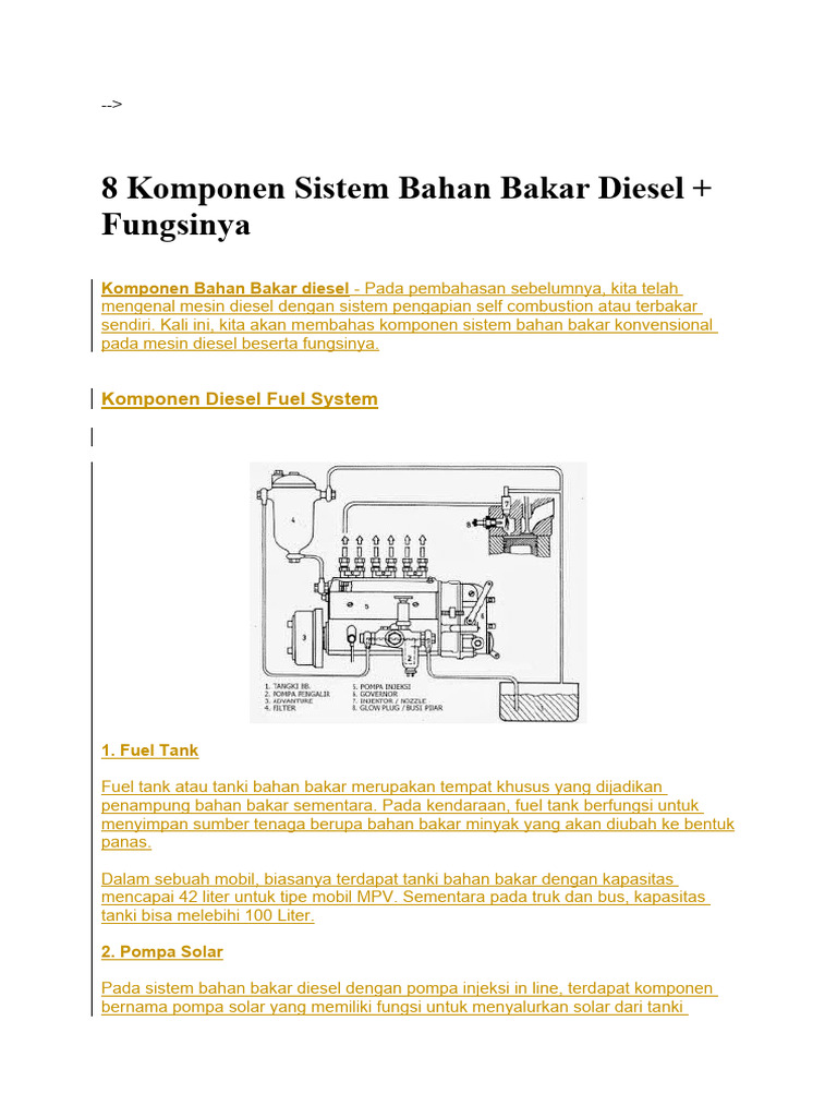 8 Komponen Sistem Bahan Bakar Diesel Pdf