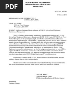 Afi21 101 | PDF | United States Air Force | Air National Guard