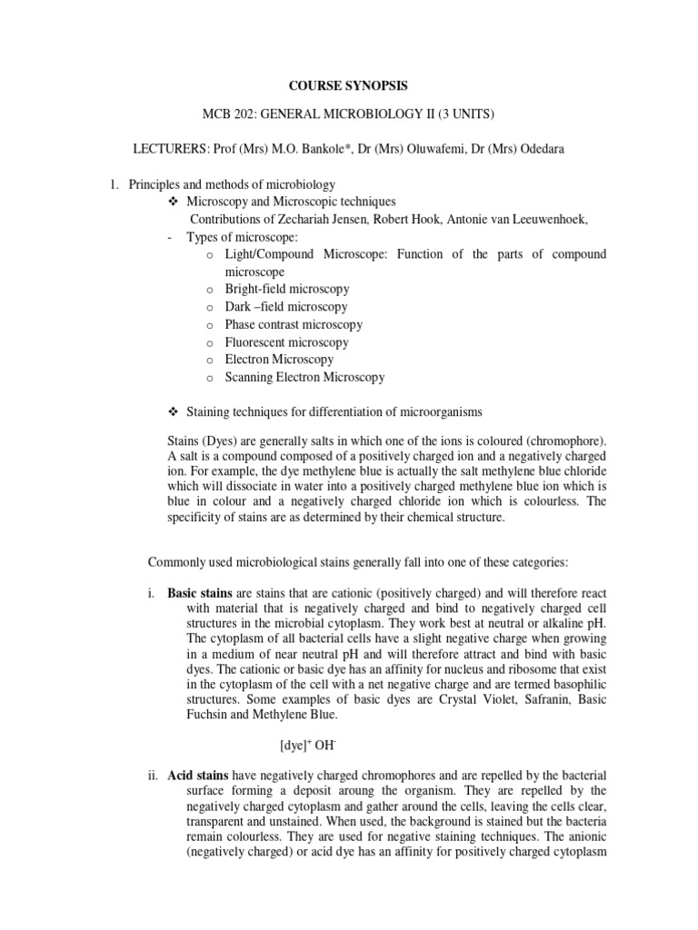 476 - MCB 202 | PDF | Staining | Sterilization (Microbiology)
