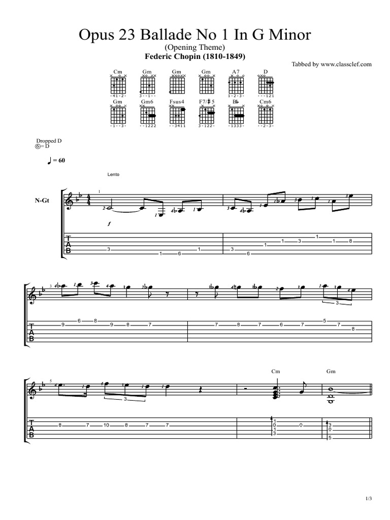 Opus 23 Ballade No 1 In G Minor By Frederic Chopin PDF Fr d ric 