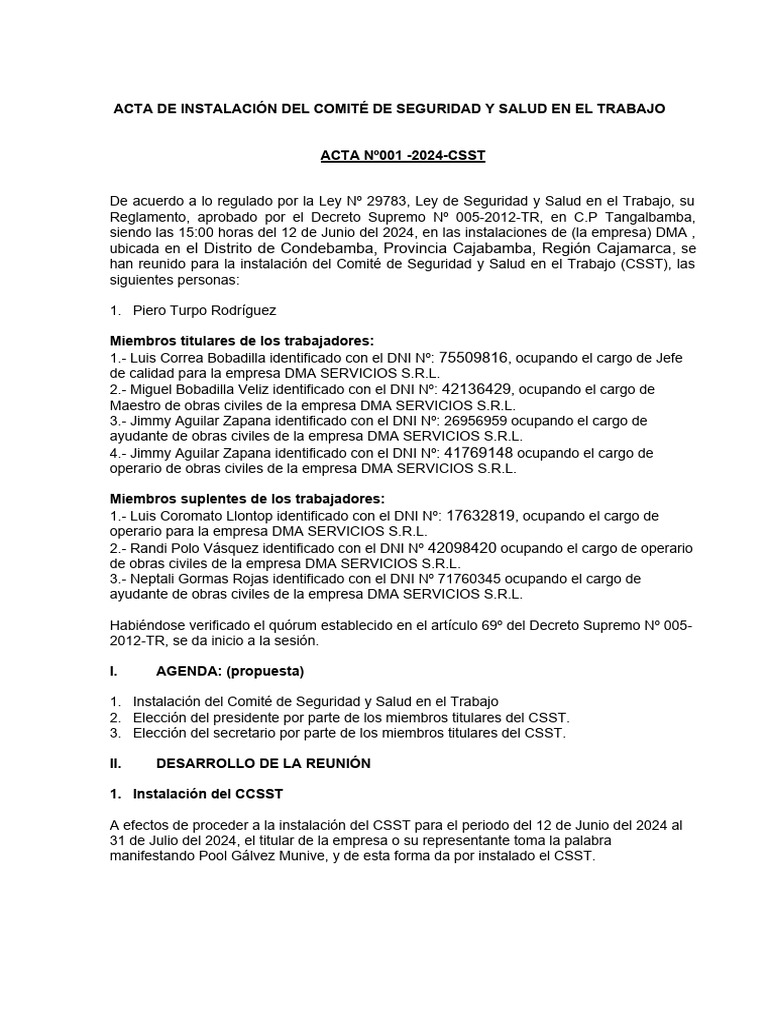 Acta de Implementacion Del CSST | PDF | Gobierno