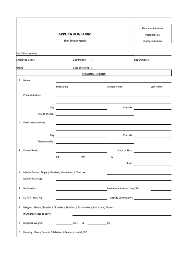 Employment Application Form Template | PDF