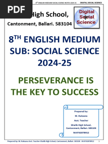 8th English Medium Social Science Notes. 2024-25