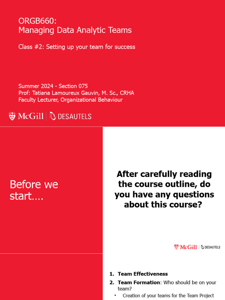 Class 2 - Setting Up Your Team For Success | PDF | Thought | Idea