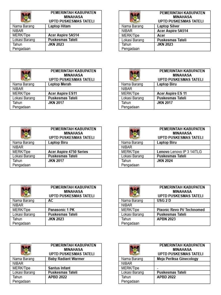 Format Label Barang | PDF