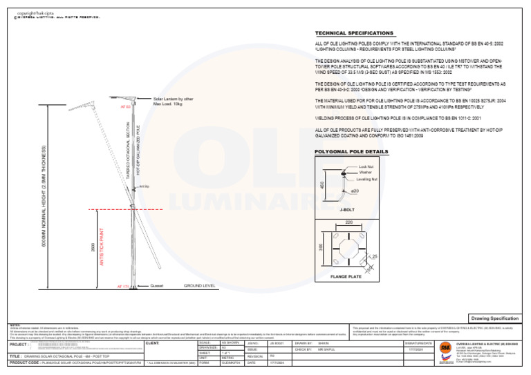 Pl3602 Ole Solar Midhinge Pole h6 Posttop FT 2024 7 r0 | PDF