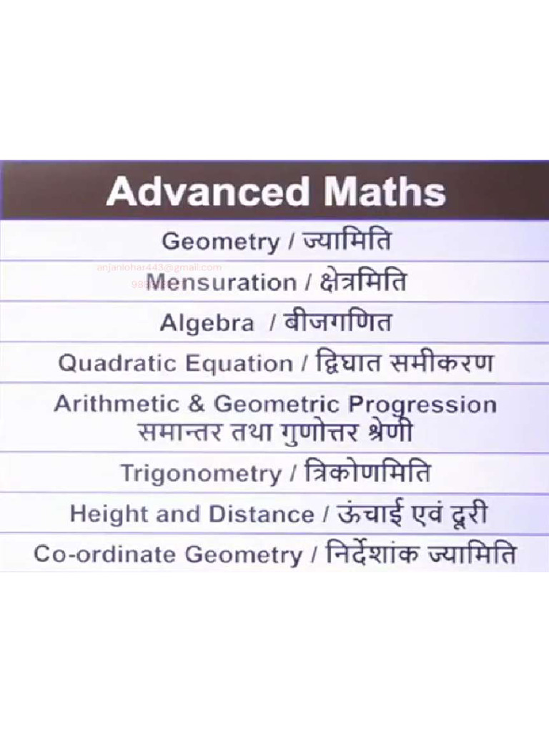 Maths Syllabus Pdf