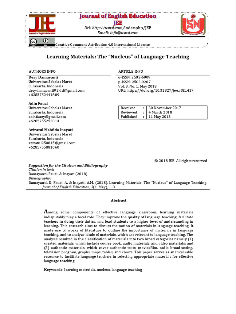 Essential Learning Materials in Language Teaching | PDF | Teachers ...
