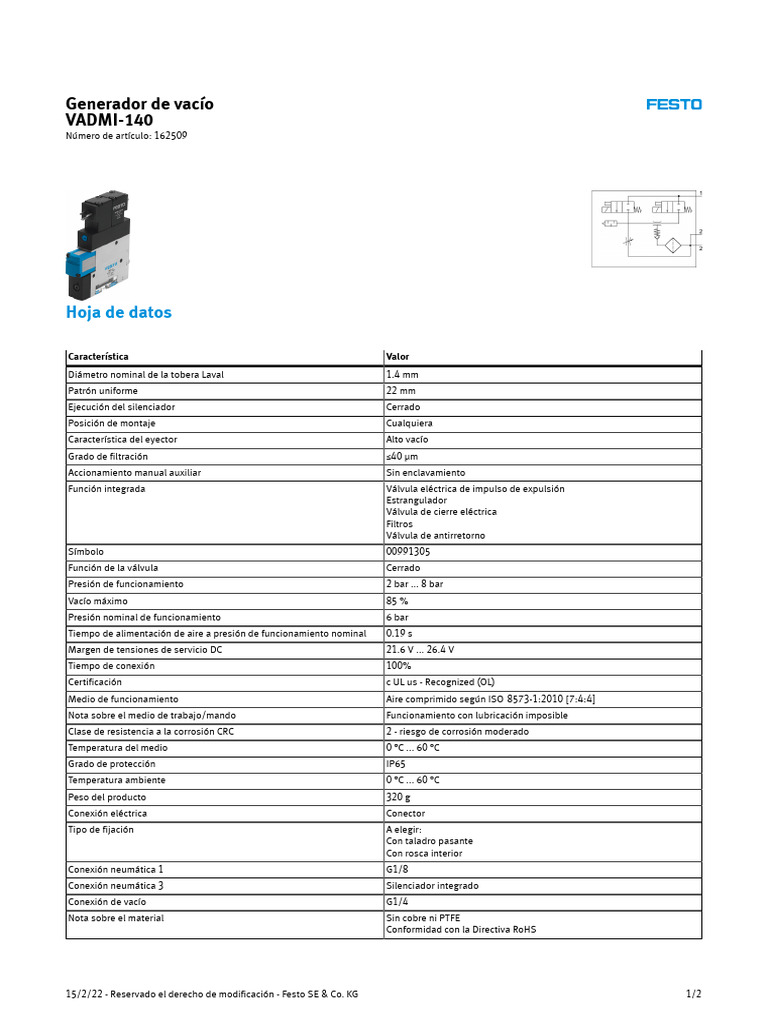 Festo VADMI-140 162509 Pneumatic Component – New Industrial Part